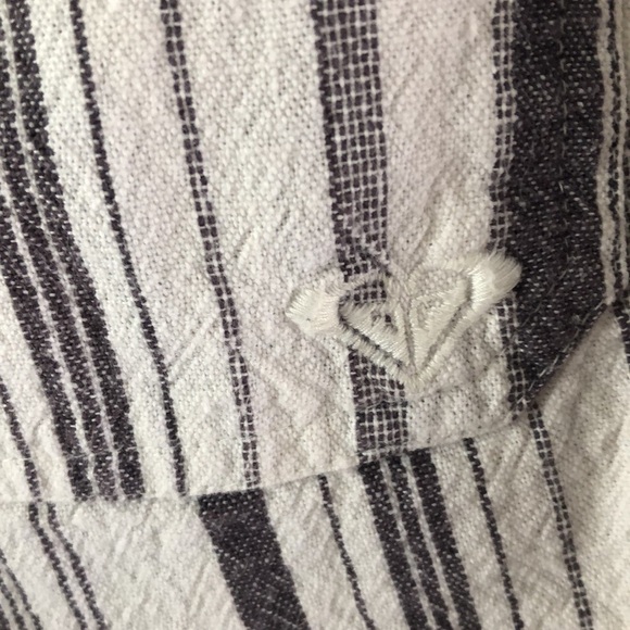 Roxy Oceanside Striped Gray/White Juniors Size L Pockets Beach Lounge Shorts - Picture 9 of 12